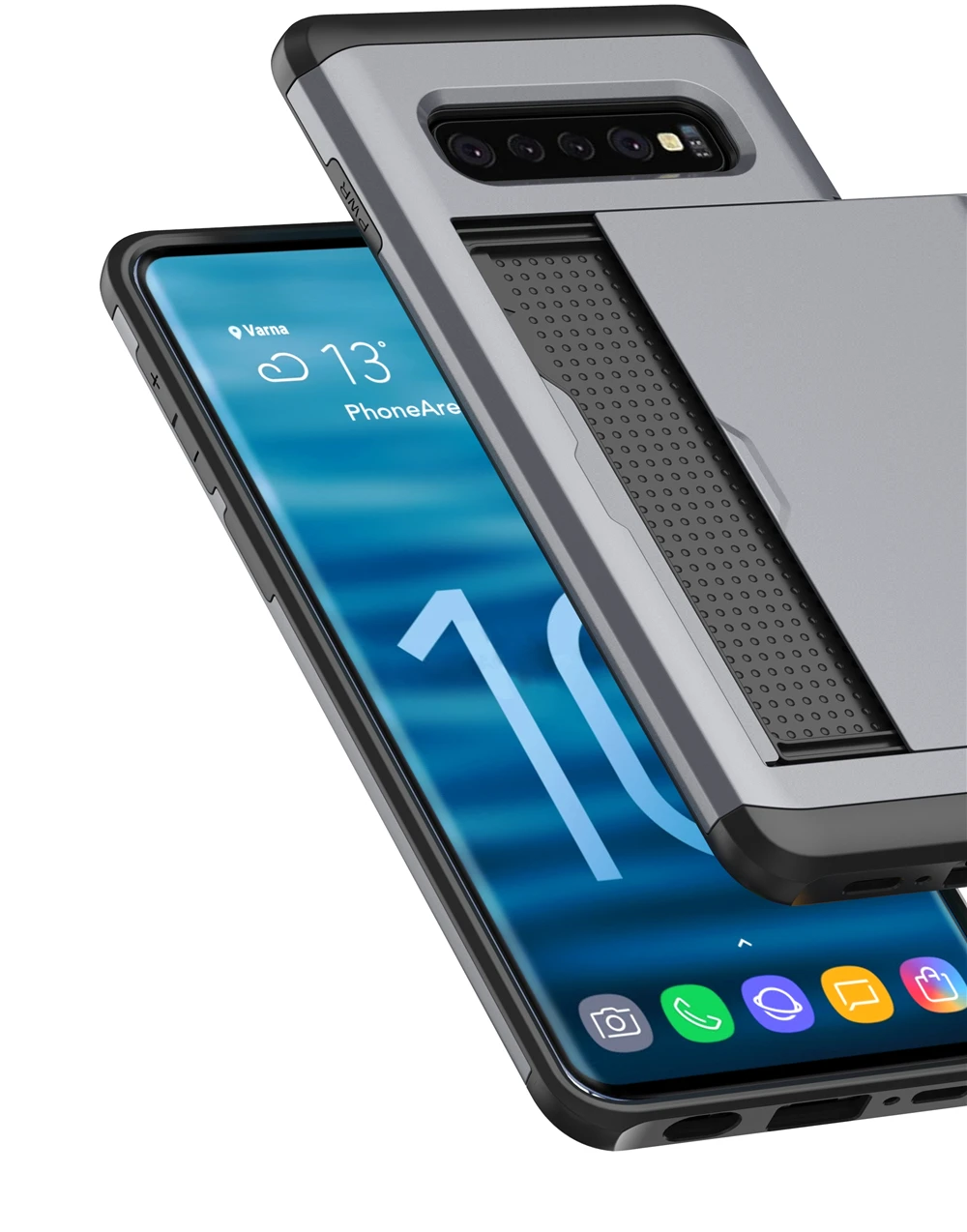 For Samsung Galaxy S10 Plus Lite S9 S8 NOTE 10 9 8 S7 Edge Case Hybrid Hard Back Cover with Slide Credit Card Pocket |