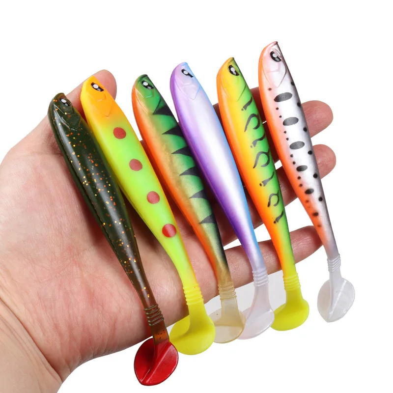 1 Pcs Soft Lures 10g 12.5cm Fishing Lure Wobblers Double Color Aritificial T Tail Silicone Bait Swimbait Bass Pike Tackle