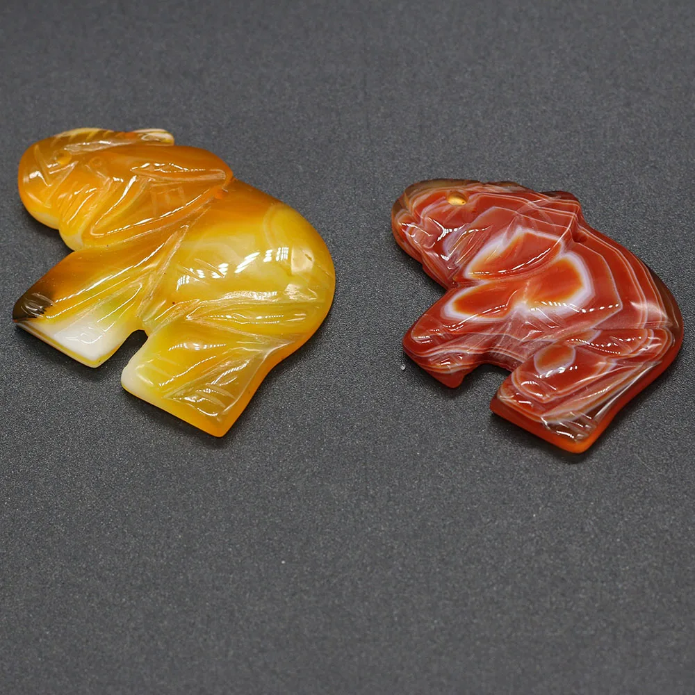 

Natural Stone Pendants Elephant Shape Agates Charms for Jewelry Making DIY Accessories Fit Necklaces Bracelet Size 57x42-55x40mm