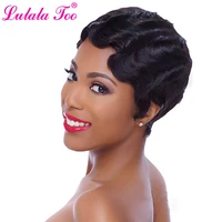 short pink curly synthetic finger wave wig for black women heat resistant brown blonde african american pixie cut mommy wig
