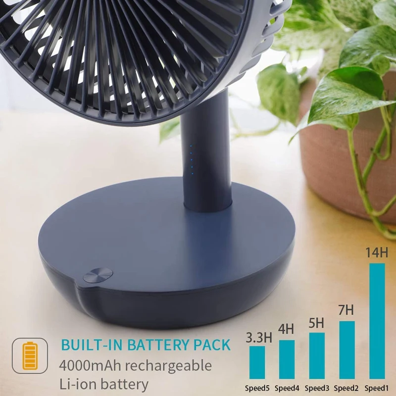 5 скоростей работающий от батареи Usb настольный вентилятор тихий шепот