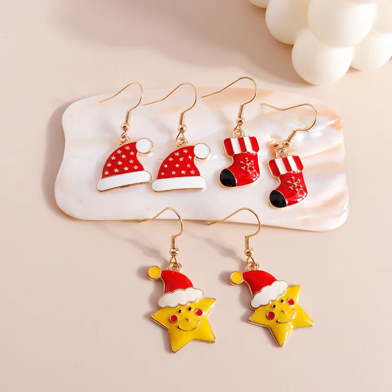 Новые рождественские серьги ювелирные изделия Санта-Клаус олень звезда
