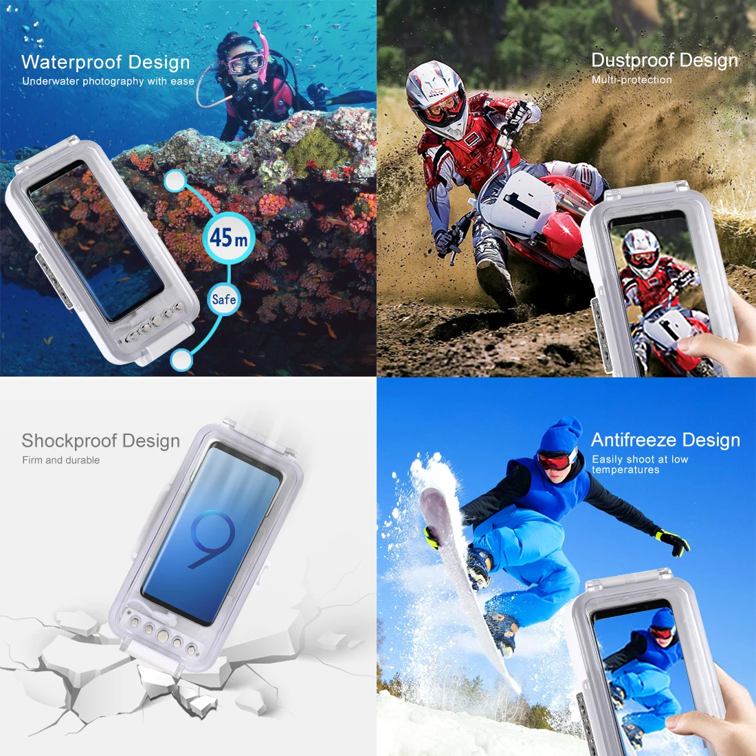 PULUZ 45m/147ft Waterproof Diving Housing Photo Video Taking Underwater Cover for Android Type-C OTG Mobile Phone Diving Case