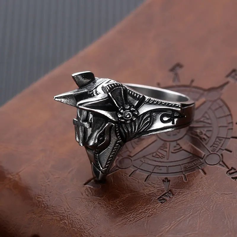 Ретро Анубис мужской самооборона Египетский Мрачный Жнец крест кольцо в виде