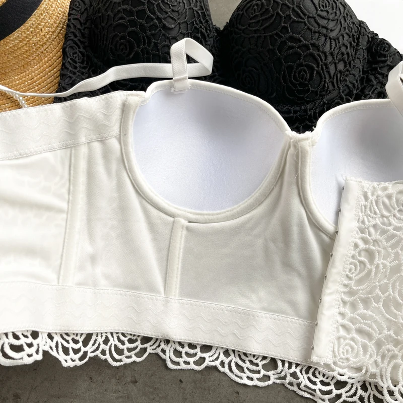 

New Hot Lace Camisole Top 2021 Fashion Summer Cropped Tops Solid Adjustable Strap Padded Push up Bustier Bra Night Out Clubwear