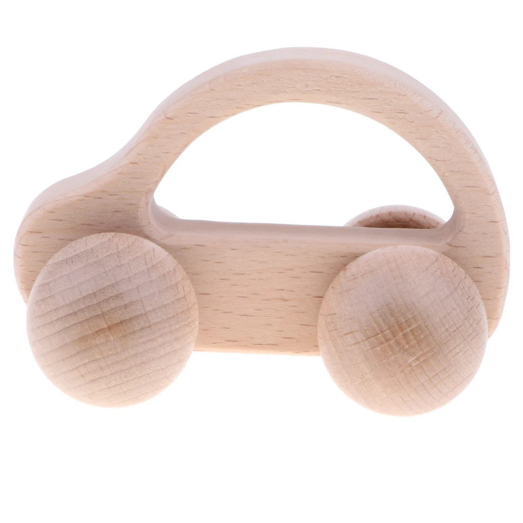 

Montessori Style Infant Toy Wooden Baby Rattle Teether Clutching Teething Toys Crib Musical Shaker - Car Rattle