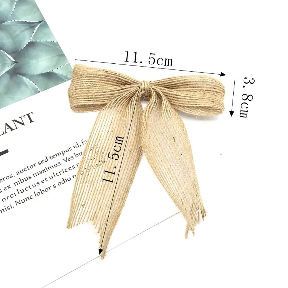 

12 pcs Burlap Bows Christmas Wreath Hanging Decoration Ribbon Bowknot Handmade Burlap Decorative Bowknot for DIY Craft Bouquets