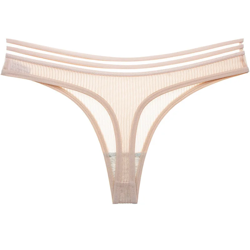 Ажурные шелковые полосатые сетчатые трусики для женщин сексуальные с низкой