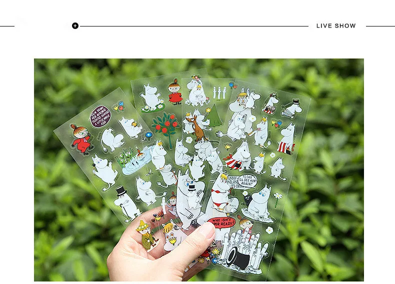 Moomin мультфильм Водонепроницаемый модный скейтборд стикер холодильник украшения Macbook muumi гитарная наклейка Косплей Очаровательная записная книжка наклейка