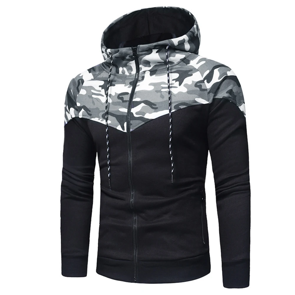 

Chic Men Camouflage Print Casual Sport Zipper Hooded Coat Pants Suit Tracksuit