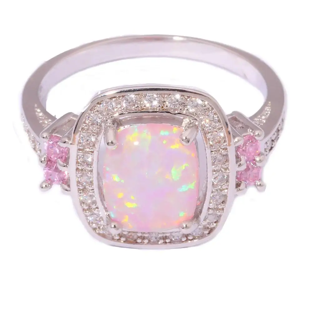 Женское кольцо CiNily розовое огненное Опаловое циркониевое с кубическим цирконием