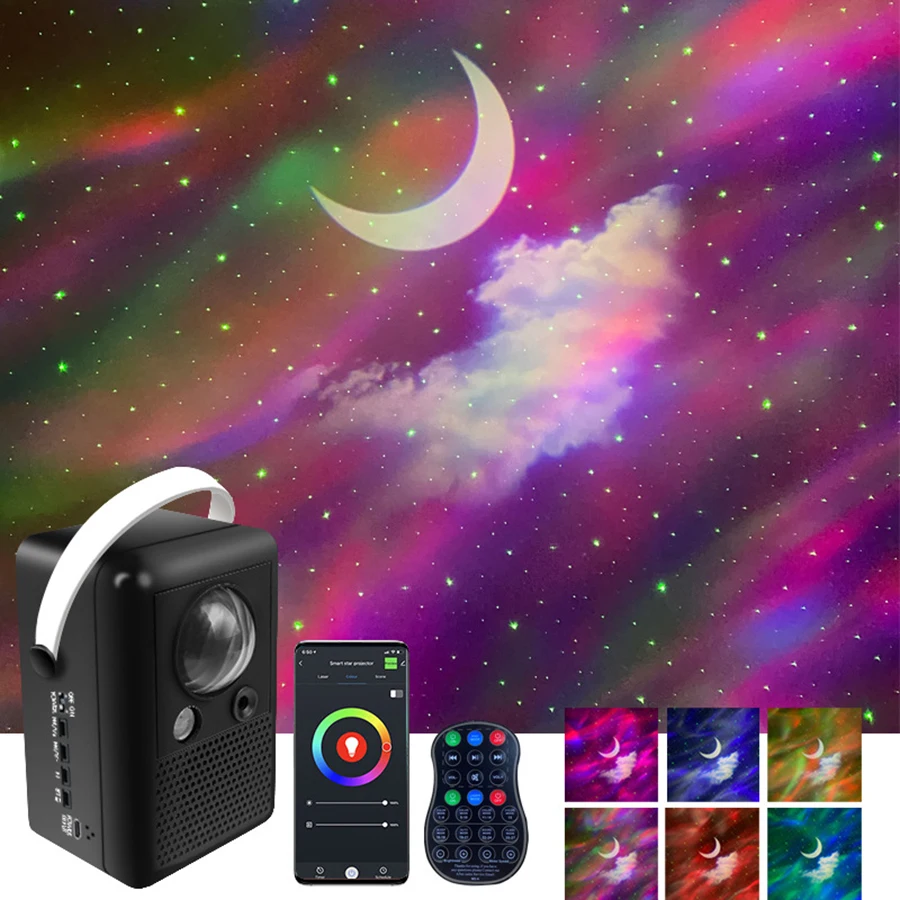 

Светодиодный Галактический проектор Звездное небо, светодиодный ночник, музыкальный проигрыватель Bluetooth с дистанционным управлением, вращ...