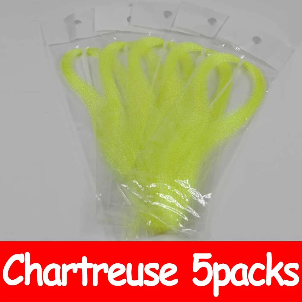 Chartreuse 5 packs Wifreo 5 упаковок Flashabou Голографическая мишура для ловли нахлыстом, завязывающаяся кристальная светящаяся струнная приманка с крючками для изготовления рыболовного материала розового цвета - Цвет: Chartreuse 5 packs