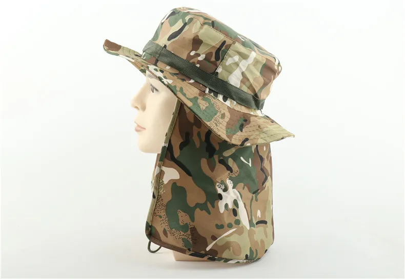 Тактические камуфляжные шапки Boonie, непальская Кепка, шапка-ведро, Военная Мужская армейская Военная Кепка для пешего туризма, рыбалки, с закрылками, UV UPF50