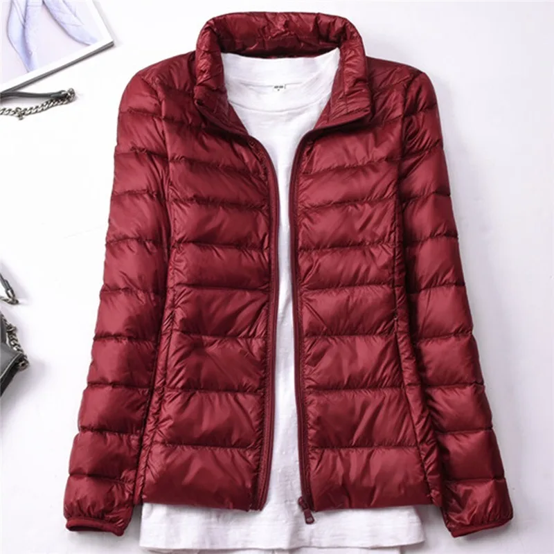 

Winter Women Ultralight Thin Down Jacket 90% White Duck Down Jackets Long Sleeve Warm Coat Parka Female Portable Outwear coats