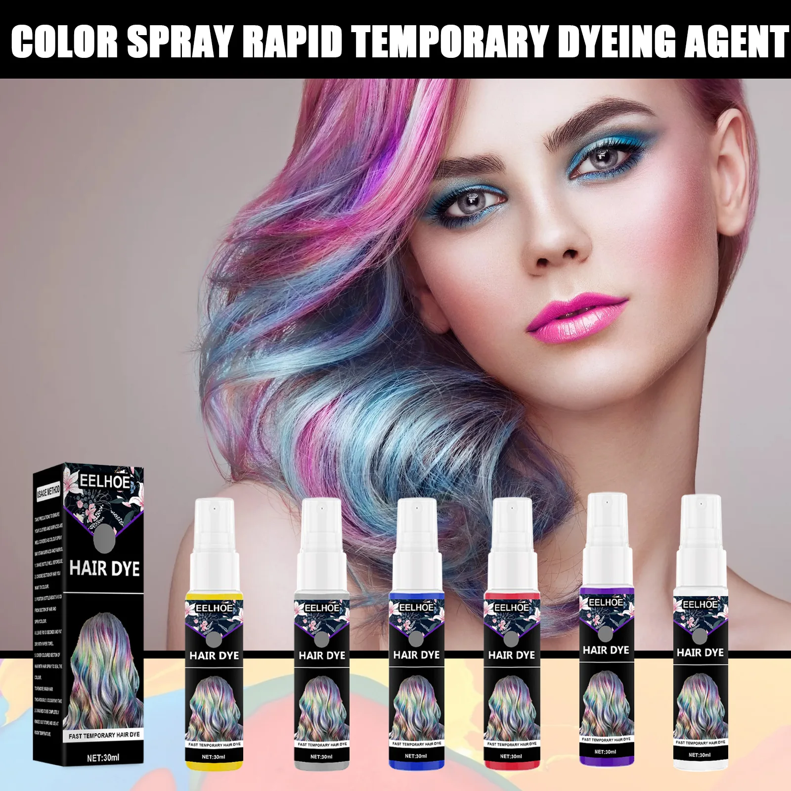

Disposable hair dye color portable spray does not hurt hair complementary color spray temporary hair dye unisex DIY hair styling