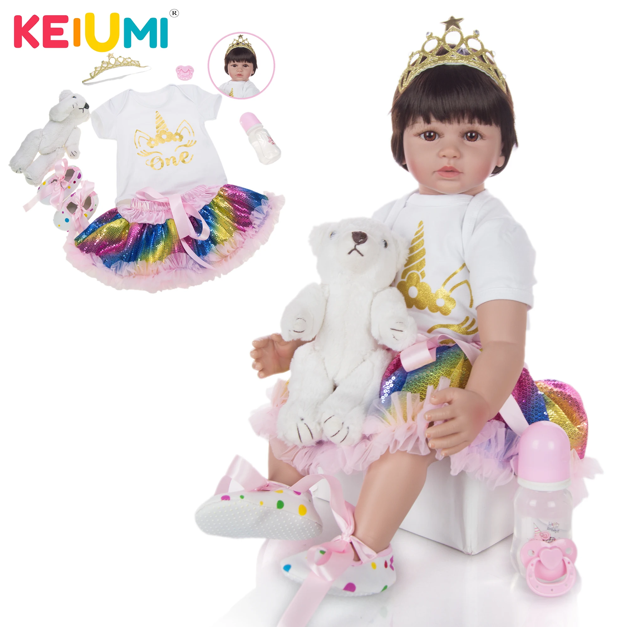 KEIUMI 60 см кукла для новорожденных девочек ткань тела коллекционная Bebe Кукла Reborn DIY