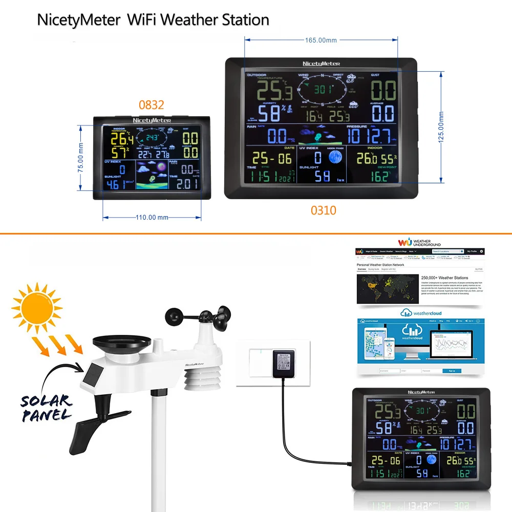 Метеостанция NicetyMeter 0832 0310 Wi-Fi беспроводная с наружным датчиком дождя датчик