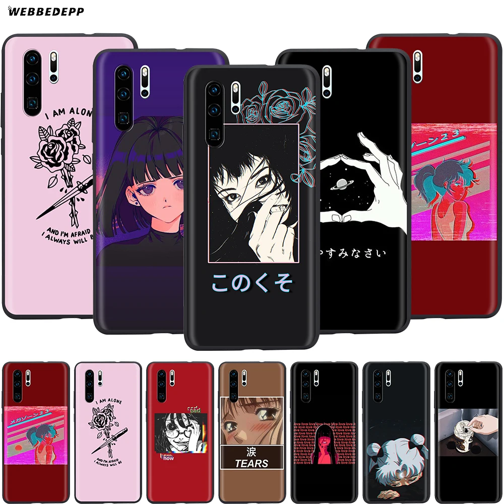 Webbedepp Sad аниме Vaporwave эстетическое чехол для Huawei P8 P9 P10 P20 P30 Lite Pro P Smart Z Mini