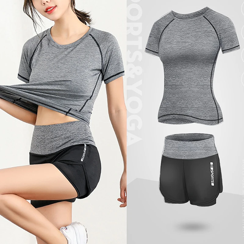 

Women's Sportswear Yoga Set Running Breathable Tennis Yoga Shirts and Shorts Jogging Workout Sport Suits Fitness Gym Clothes