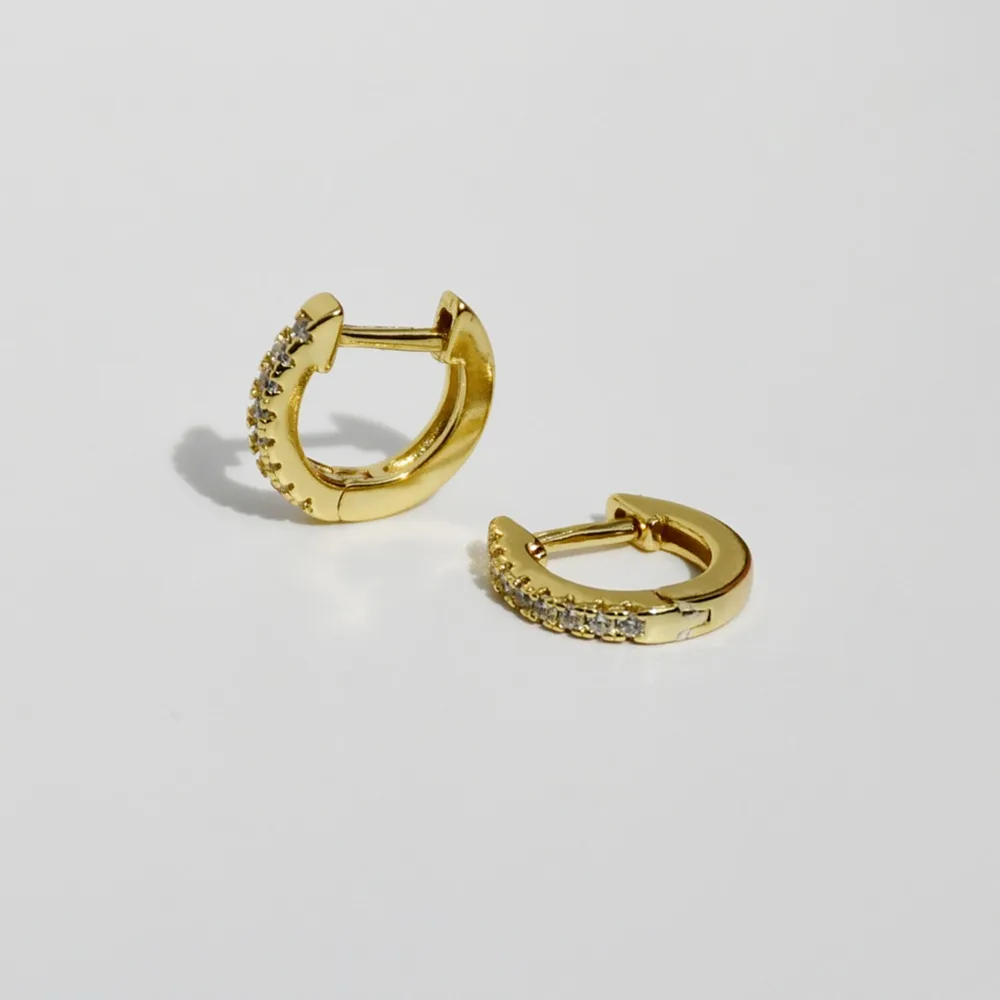 

SMTCAT 14K Gold Plated 925 Sterling Silver Cuff Earrings with Cubic Zircon, 10 Colors Huggie Stud for Women Girl SCE498