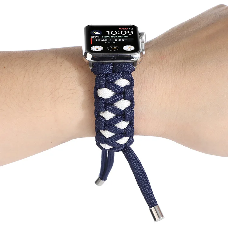 

Braided Shrink Strap Compatible with Apple Watch 44mm 42mm 40mm 38mm Replacement Bracelet Strap for Iwatch 6 5 4 3 SE Strap