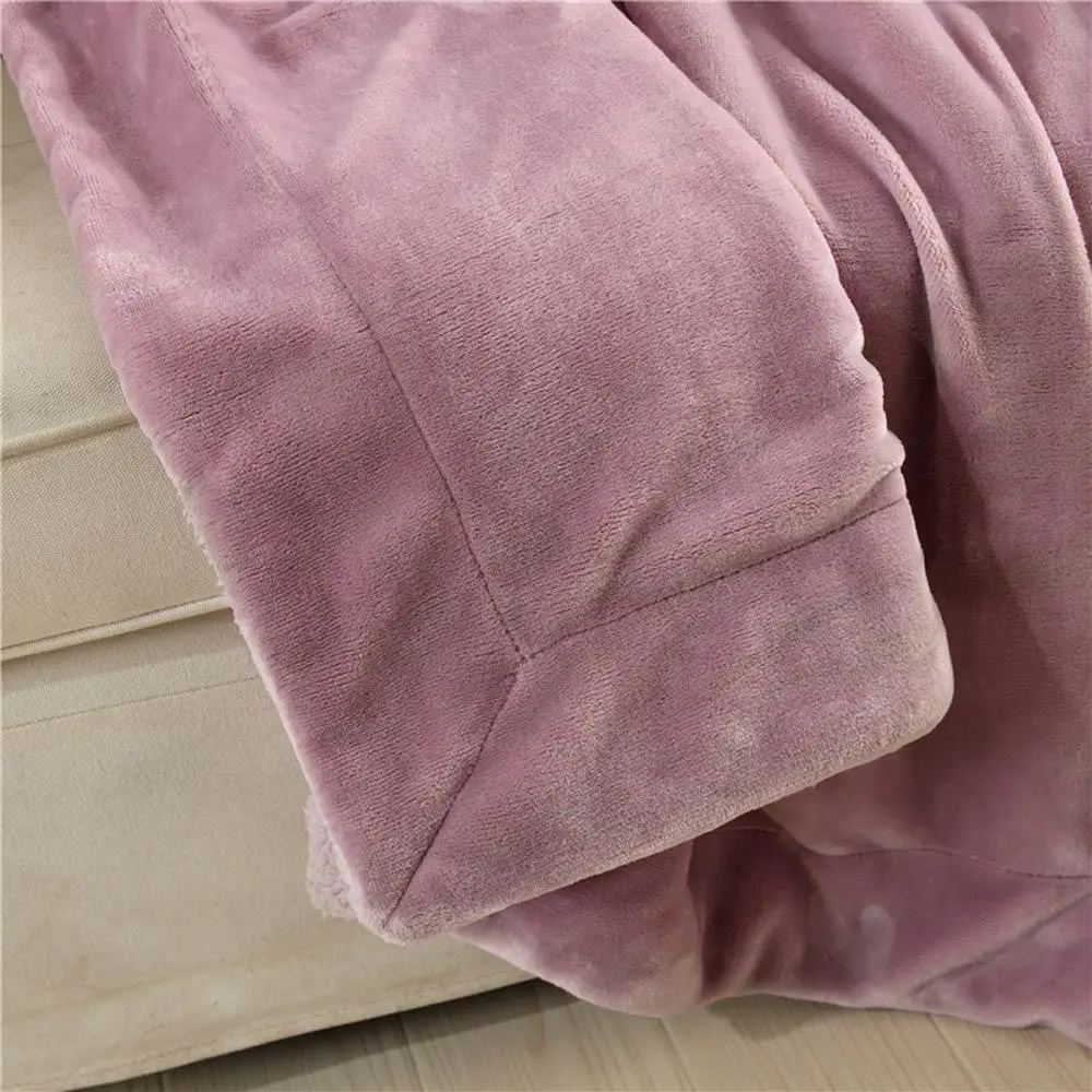 

J Pale Pink Solid thick Winter Throw Plaids Blanket warm Sherpa Berber Fleece Bedding Twin Queen Size Bedspread