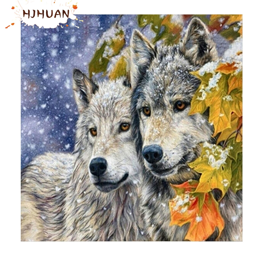 

5D Snow animal art, wolf Diamond Painting Cat Full Square Diamond Embroidery Pictures Of Rhinestones Mosaic Home Decor gift