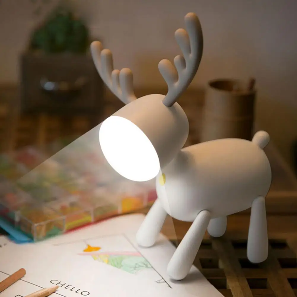 

1PC Silicone 1W/5V Elk Deer Rotary Night Light Tail Adjustable Timing USB Lamp Kids Bedroom Decor Built-in 1200mA Battery