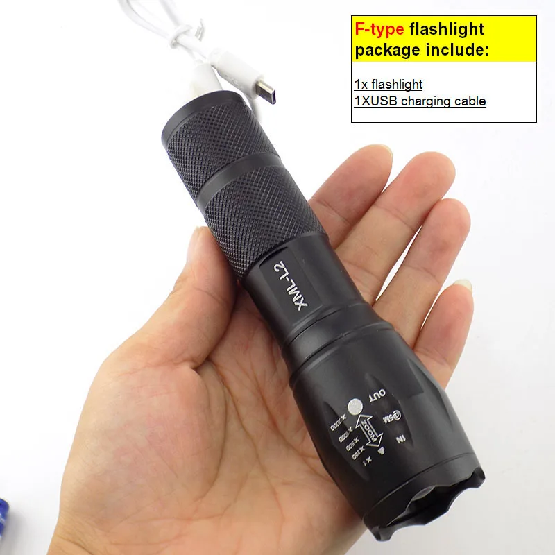 F type T6 L2 светодиодный фонарик супер яркий Torcia Torchlight Flash Light фонарик "Lanterna" 18650 AAA батарея USB тактический для пеших прогулок - Испускаемый цвет: F type