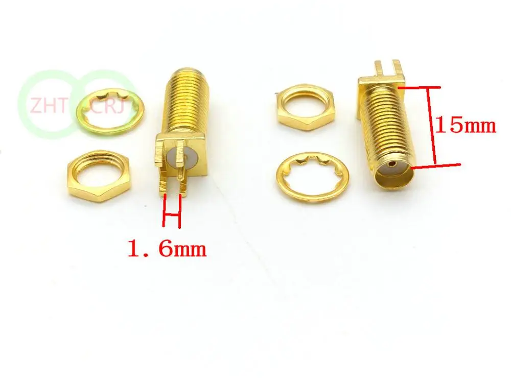 

100pcs SMA female nut bulkhead solder deck PCB clip edge mount RF connector 15mm