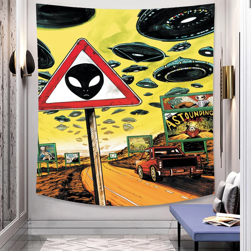 Психоделический гобелен Инопланетянин богемное произведение колдун с принтом