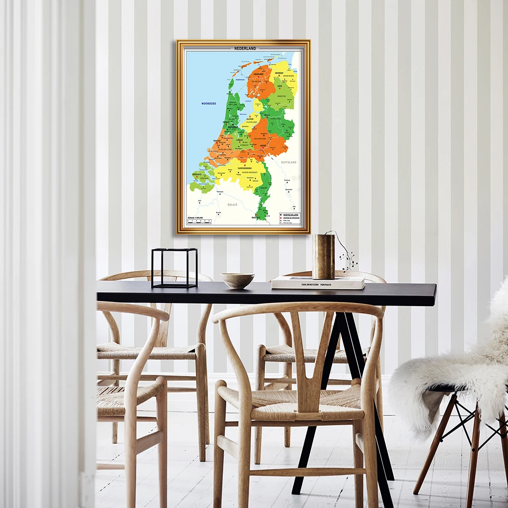 

Netherlands s Map In Dutch Canvas Painting 60*90cm Party Gift Wall Decoration Poster for School Supplies Education