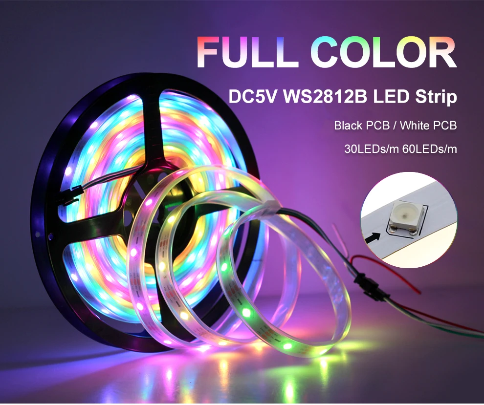 Новые поступления WS2812B Светодиодные ленты DC5V чип угол 45 градусов полноцветный RGB съемный Smart Pixel управление светодиодные ленты 5 м/лот