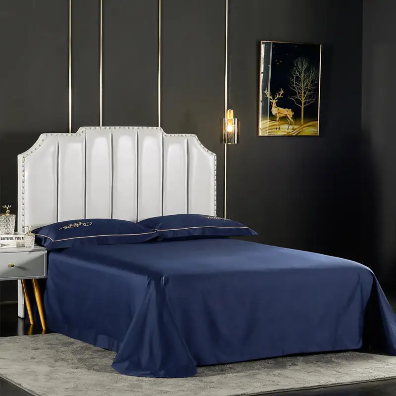 Простыня мягкая однотонная с вышивкой 100% хлопок 1 шт. + наволочки 2