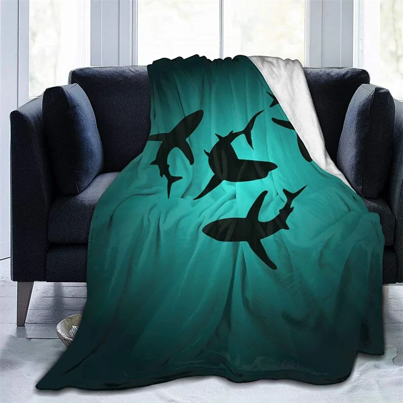 

Manta nórdica Super cómoda con estampado 3D de Sherpa, Manta de algodón con diseño de silueta de tiburón, Navajo, Sonic