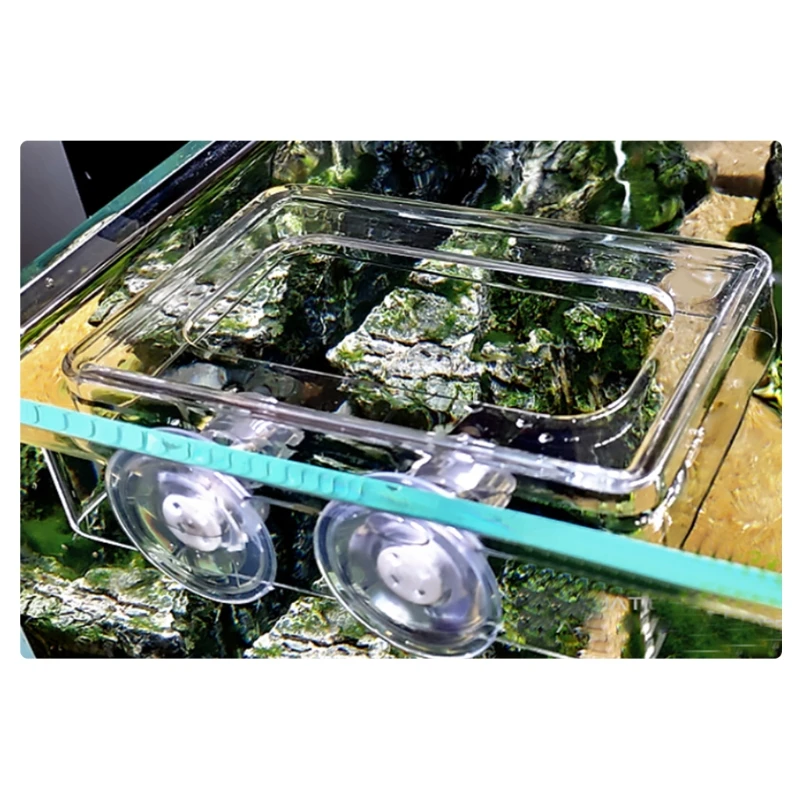 

Aquarium Fish Feeder with Suction Cup Transparent Acrylic Fish Tank Feeding Ring 95AA