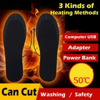 1 pair usb rechargeable heated insoles feet warm sock pad mat electric heated foot warmer thermal insole heating insoles