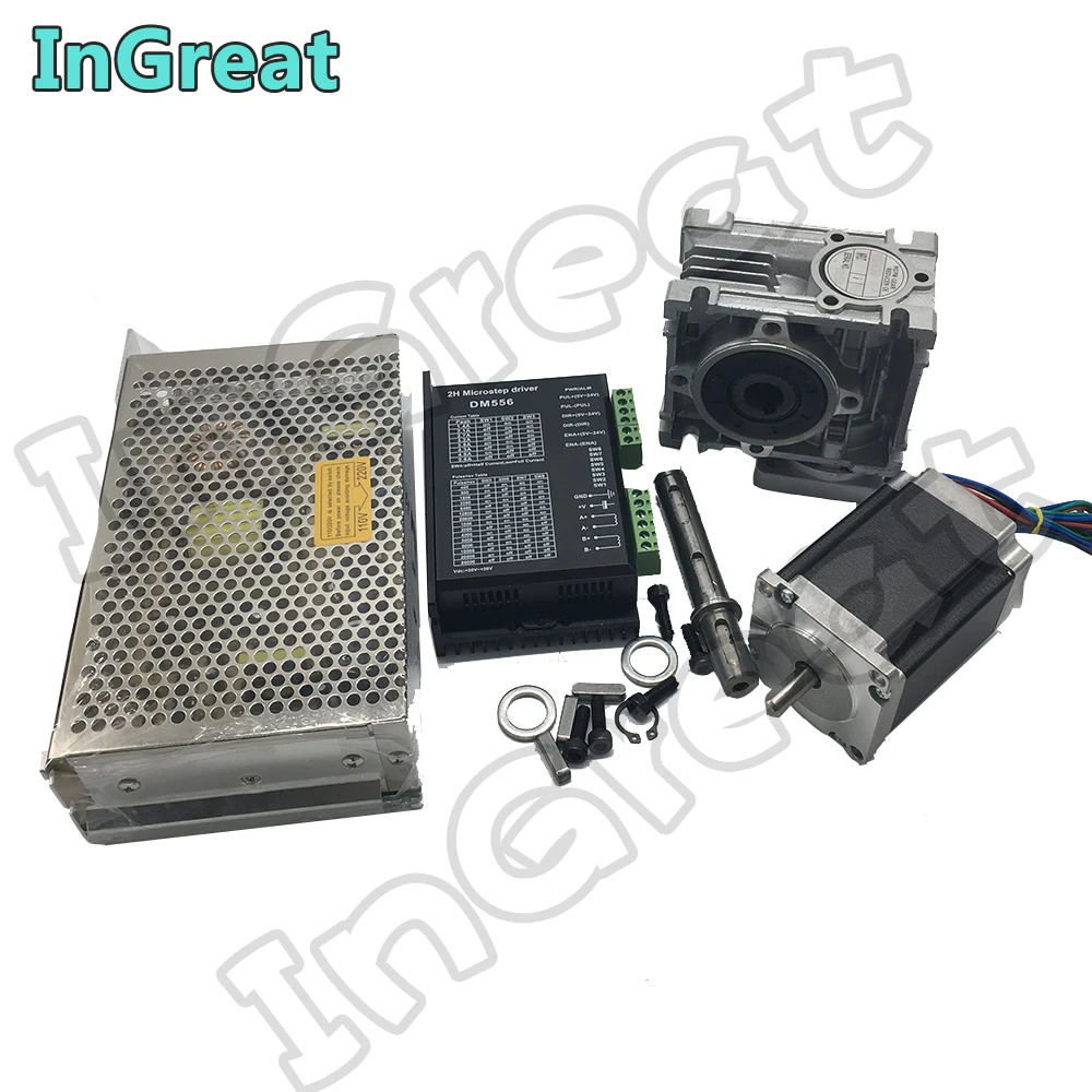 10:1 турбинный червячный редуктор RV030 скорости + шаговый двигатель Nema23 5 6 нм 84 мм