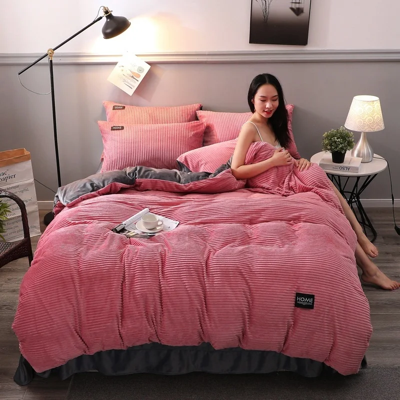 Комплект постельного белья из плотной фланели 1/4 шт. роскошный комплект большого