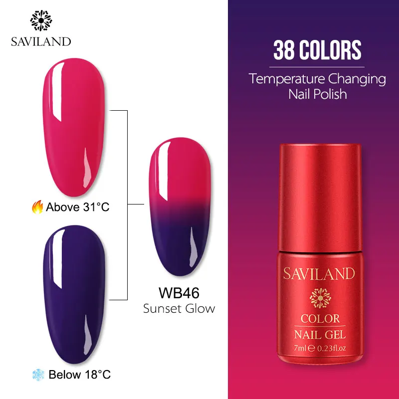 7ml WB46 SAVILAND температурный меняющий Цвет Гель-лак UV Vernis полуперманентный Блеск Гель-лак верхнее покрытие Гибридный лак для ногтей - Цвет: 7ml WB46