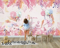 beibehang customized modern nordic style pink unicorn childrens room decoration background wallpaper wall papers home decor