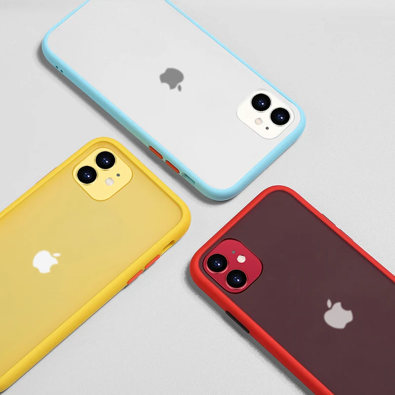 Мятный Гибридный простой матовый чехол-бампер для телефона iPhone 11 Pro Max XR XS 6S 8 7 Plus