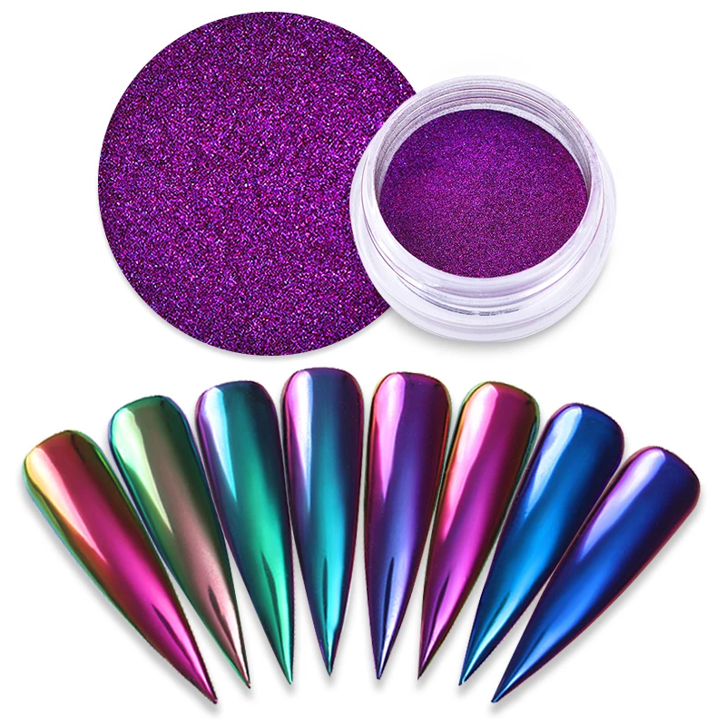 

Chameleon Mirror Nail Glitters Powder Colorful Auroras Effect Nail Art Chrome Pigment Decoration 8 Colors Available