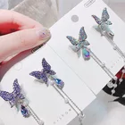 Корейские новые модные длинные висячие серьги с кисточками жемчужные хрустальные бабочки подвесные женские серьги летняя бижутерия подарок на свадьбу