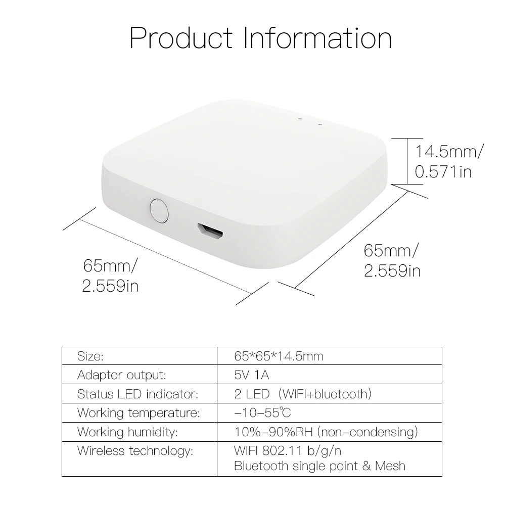 

Tuya Bluetooth Gateway Hub Smart SIG Mesh WiFi Smart Life APP Remote Control Work with Alexa Google Home