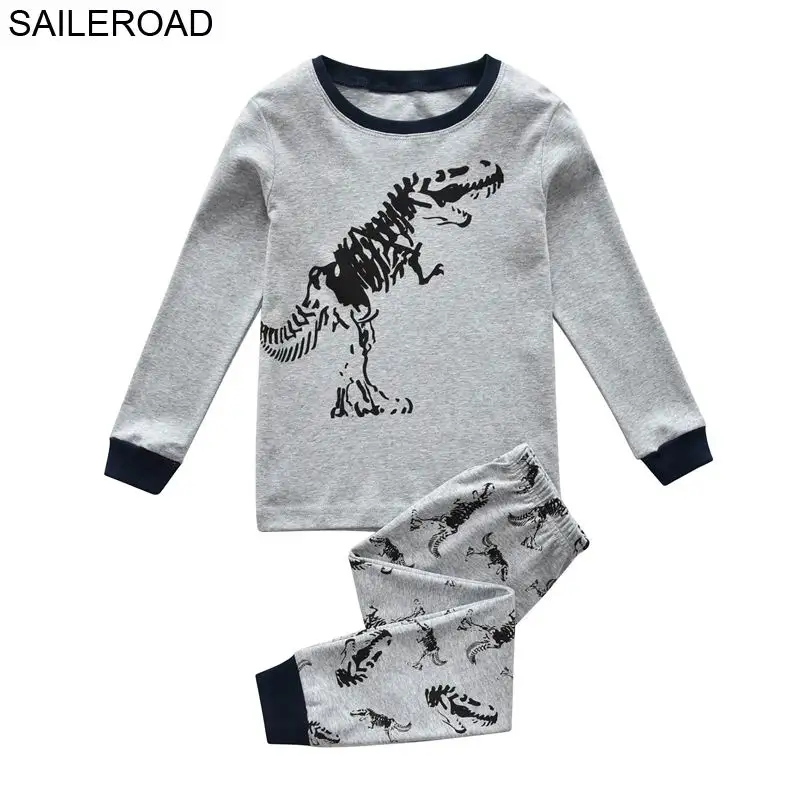 SAILEROAD Мультфильм Динозавр Мальчик Пижамы Костюмы Осень Зима Ночной Костюм Хлопок детская Пижама Пижамы Детские Пижамы