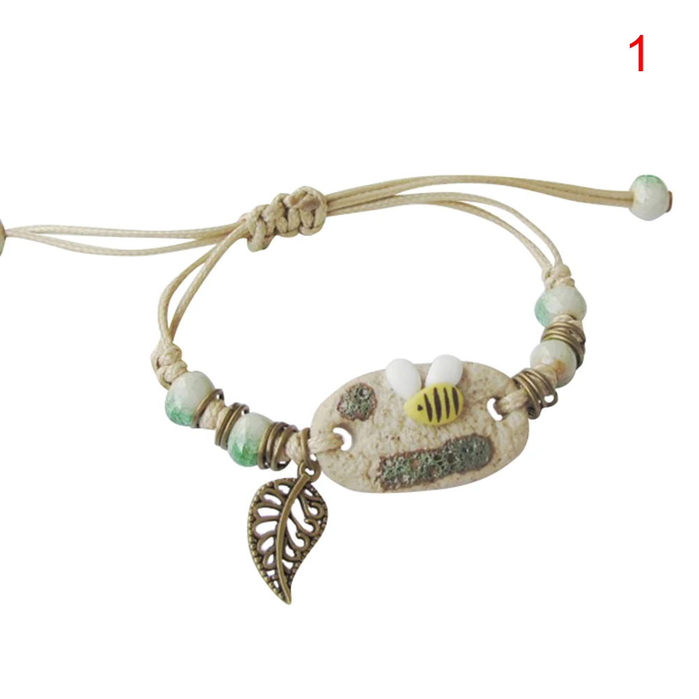 Керамический браслет с изображением маленькой пчелы/цветка для девочек