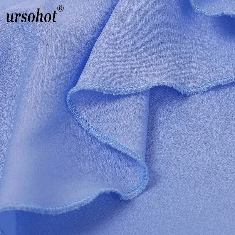 Ursohot/Летняя Сексуальная рубашка с рюшами Женская офисная блуза v-образным вырезом