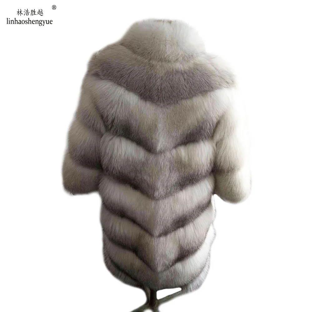 Linhaoshengyue 2016 Genuine Cross Fox Fur Coat